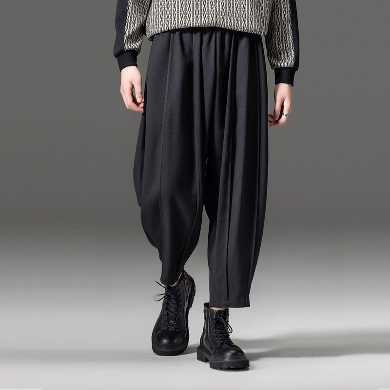 男士九分裤 宽松阔腿裤 哈伦裤 品立暗黑休闲裤子 - 男士长裤 - 聚酯纤维 