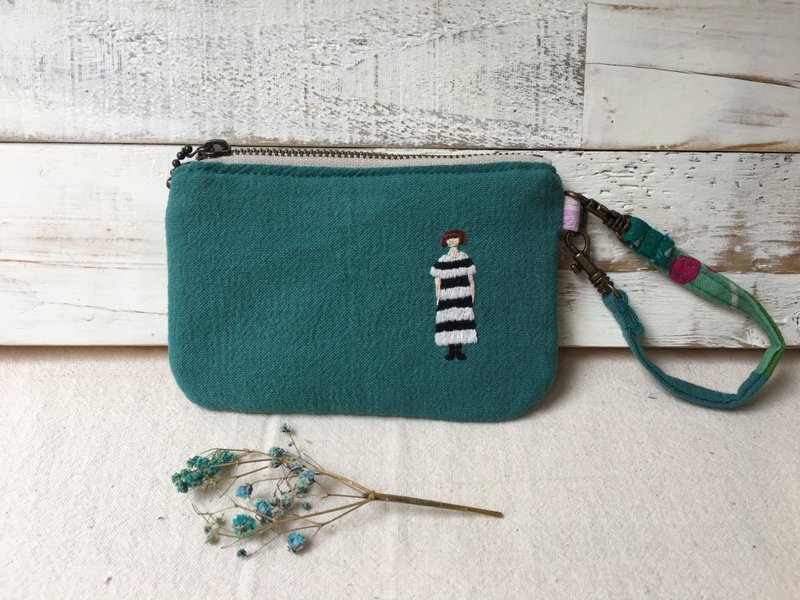 fingirl1000-NO.80 一股刺绣卡片零钱包-1000枚女子展 - 零钱包 - 棉．麻 