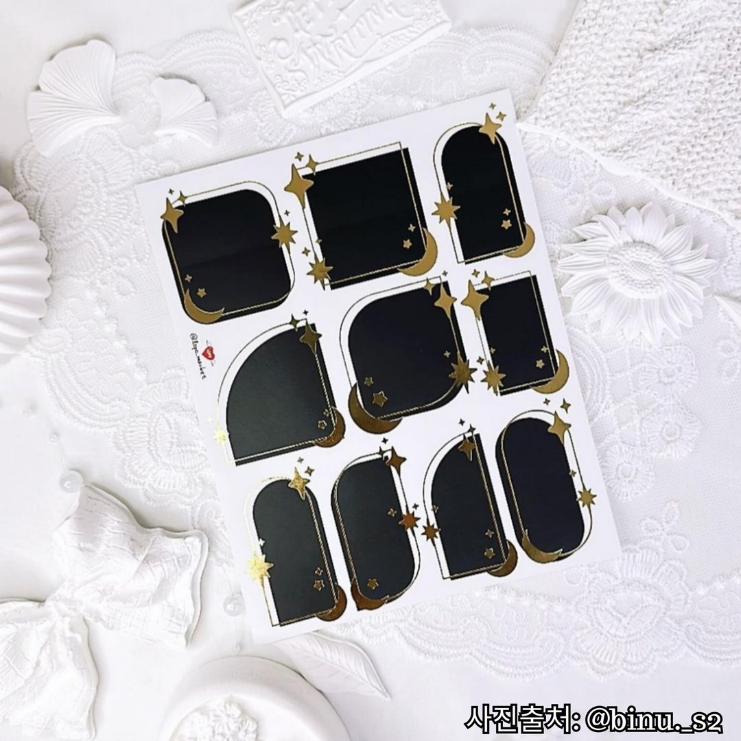 烫金黑标贴纸 4 张 - 贴纸 - 纸 