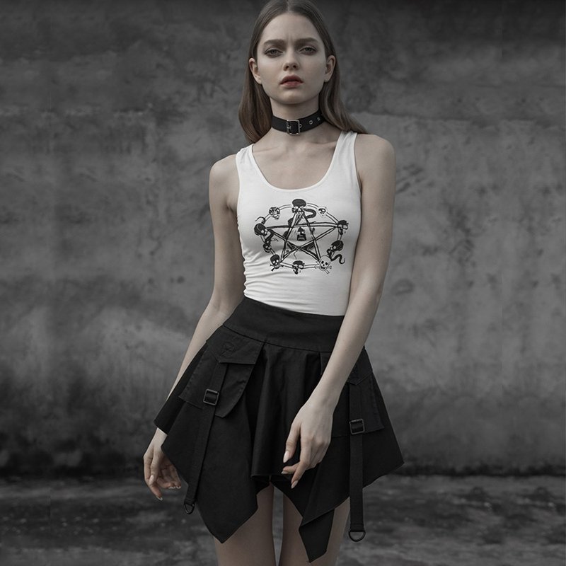 赛博庞克工装袋解构裤裙 - 裙子 - 其他材质 黑色