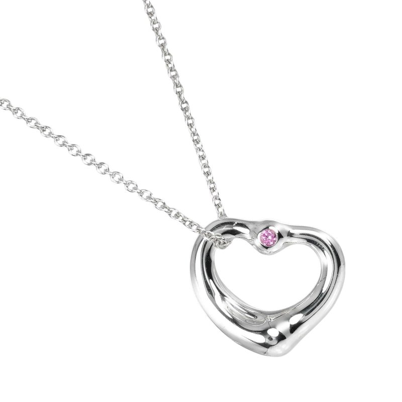 【日本直送】蒂芙尼 TIFFANY&Co. 经典爱心项链 纯银 925 粉红蓝宝石 约 3.5g【二手】A级品 - 项链 - 银 银色