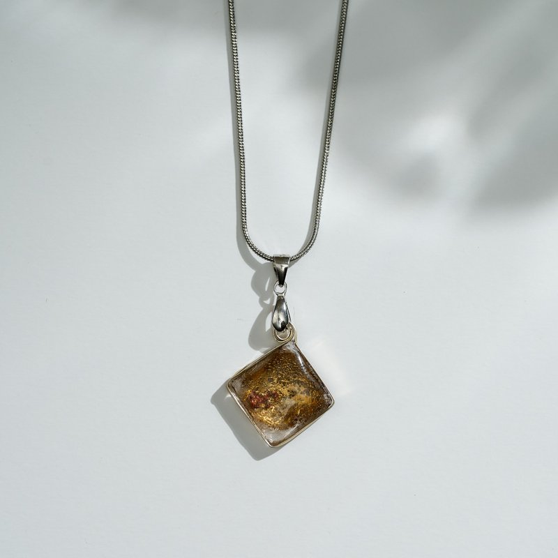 【藏阁】鎏金-日本滴胶项链、925纯银、独一无二 - 项链 - 树脂 透明