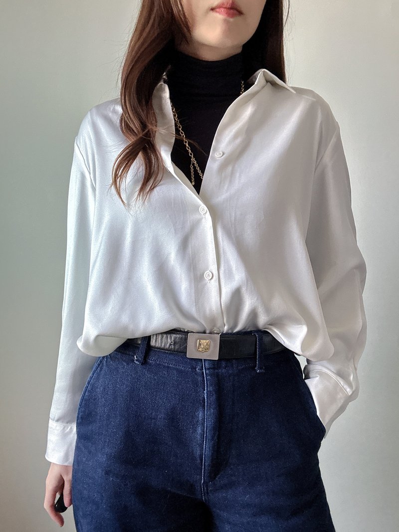 中古正品 Celine 凯旋门扣 真皮腰带 80cm 意大利制 - 皮带/腰带 - 真皮 黑色