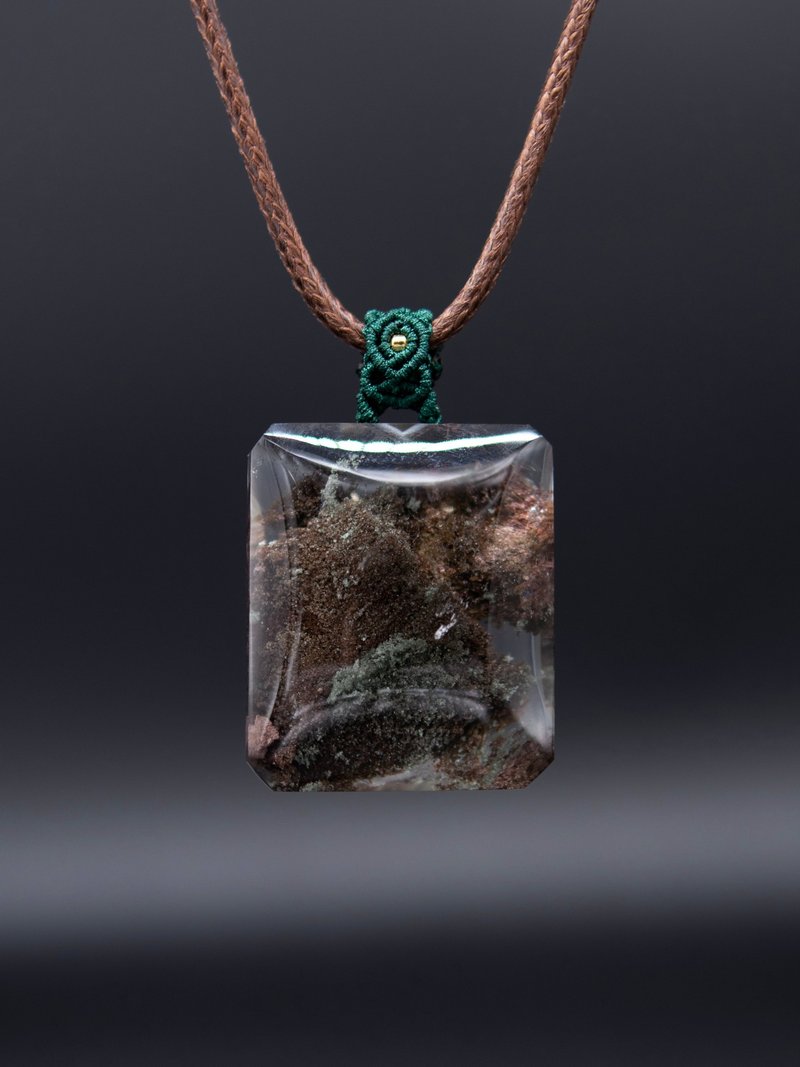 天然幽灵水晶方牌 平安无事牌 景致水晶 - 项链 - 水晶 