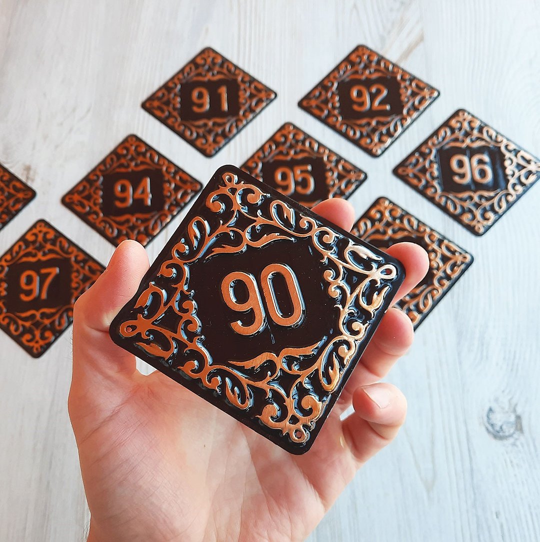 Address number door plate 90 - black apartment number sign square shape - 门帘/门牌 - 其他金属 黑色