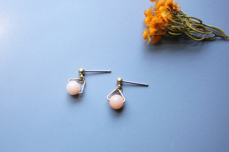 三角 红东陵 -耳环 耳针 耳夹 - 耳环/耳夹 - 铜/黄铜 橘色