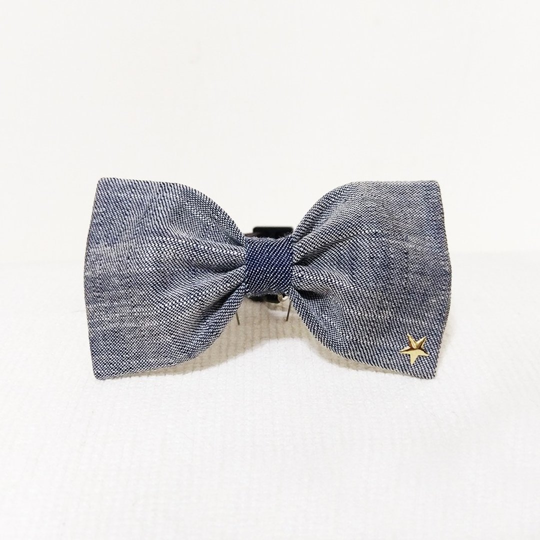 Ella Wang Design Bowtie 宠物 领结 蝴蝶结 猫 狗 牛仔 丹宁 (浅色) - 项圈/牵绳 - 棉 蓝色