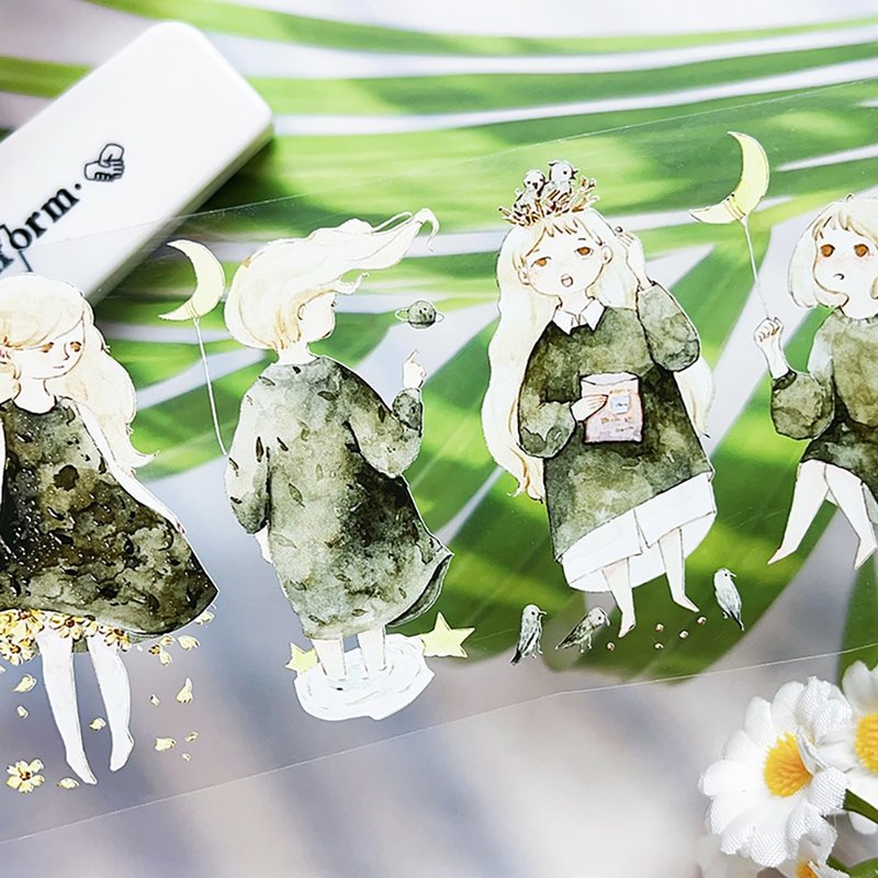 OKMT新七天可爱少女流麻咕卡贴纸PET手帐手账胶带特油 四季姑娘 - 纸胶带 - 塑料 多色