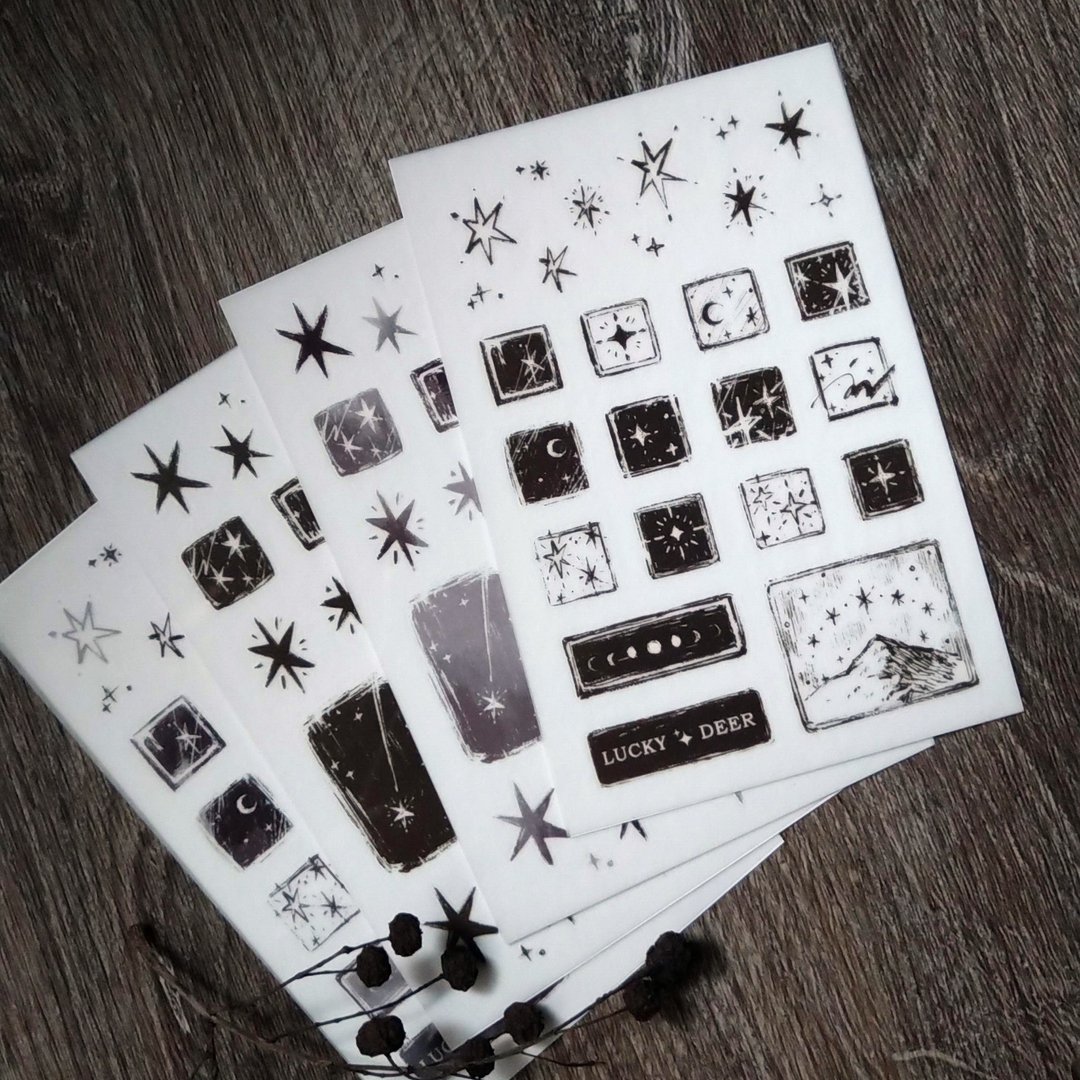 转印贴纸 // 星星 ( 4入 ) - 贴纸 - 塑料 黑色