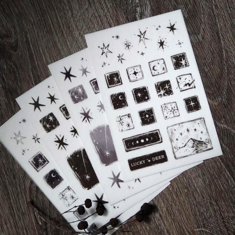转印贴纸 // 星星 ( 4入 ) - 贴纸 - 塑料 黑色