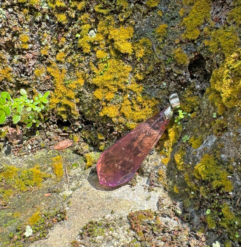 NO.88 双色水晶 紫黄晶 带彩虹光 金黄色部份超多 灵摆 项链 吊坠 - 项链 - 水晶 多色