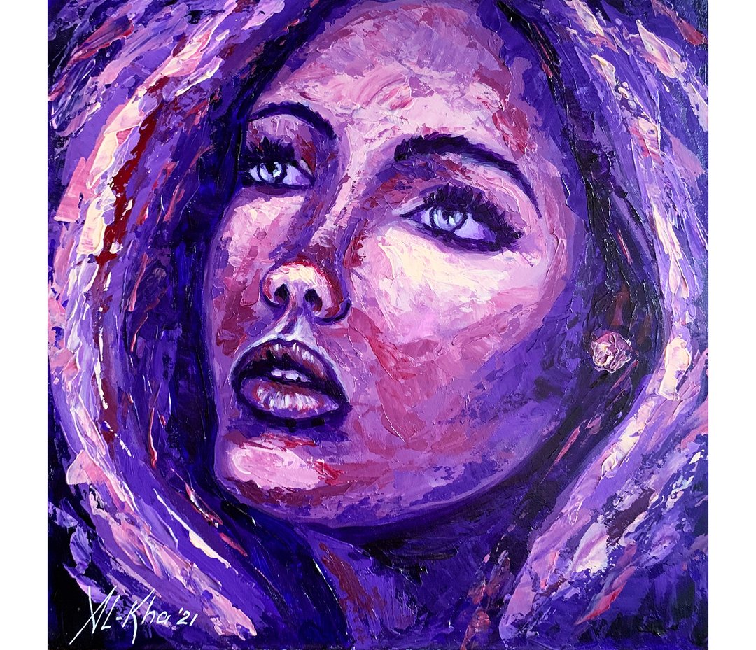 Female Portrait Painting Face Girl Original Art Colorful Female Art Woman Art - 海报/装饰画/版画 - 其他材质 多色