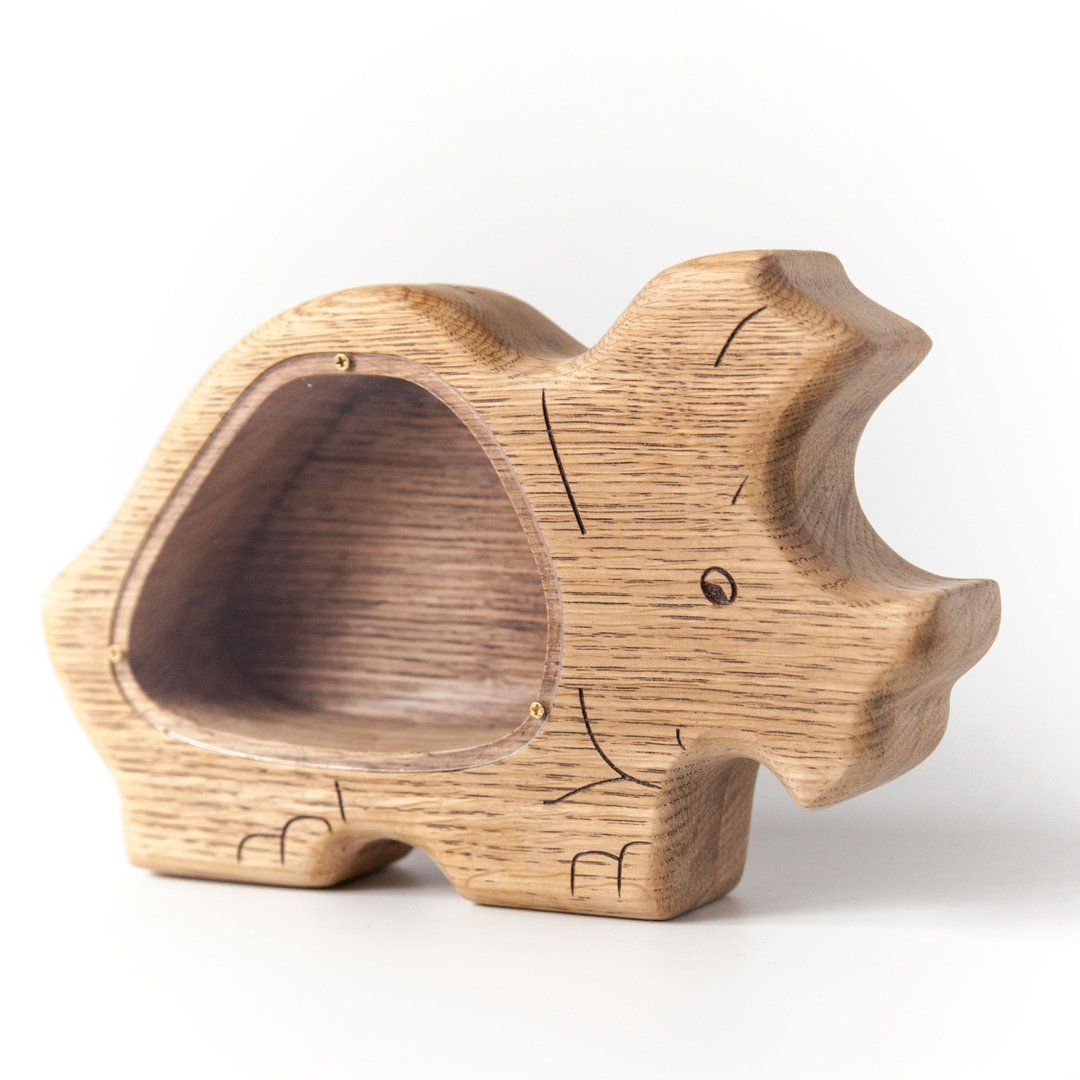 Dinosaur piggy bank, gift for kids, Customized gift , wooden animal money box - 储蓄罐 - 木头 