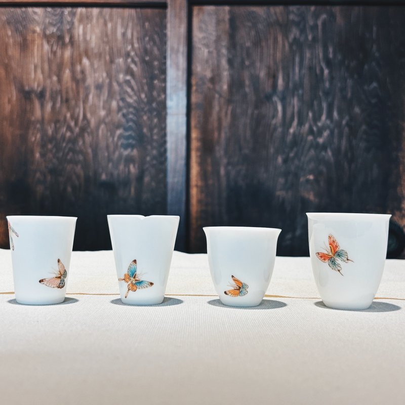 自慢监制 不言美器 玉瓷 釉中彩 蝴蝶 执香杯 铃香杯 闻香杯 - 茶具/茶杯 - 瓷 