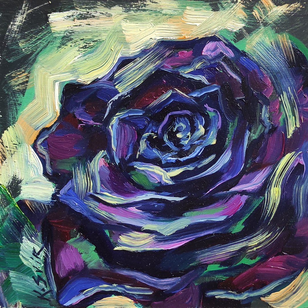 Rose Oil Painting Original Art Flower Painting Floral Wall Art Small Artwork - 海报/装饰画/版画 - 其他材质 多色