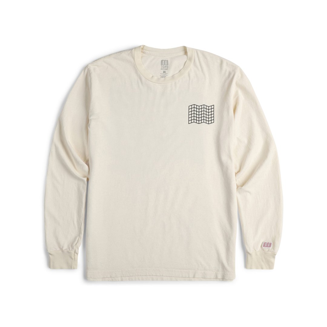 Grid Map Tee L/S M 男生长袖T恤 - 中性连帽卫衣/T 恤 - 棉 白色