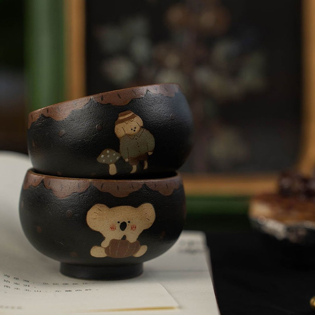 無尾熊日式陶瓷茶杯 / 可愛品茗杯 / 家用茶具主人杯 - 茶具/茶杯 - 瓷 多色