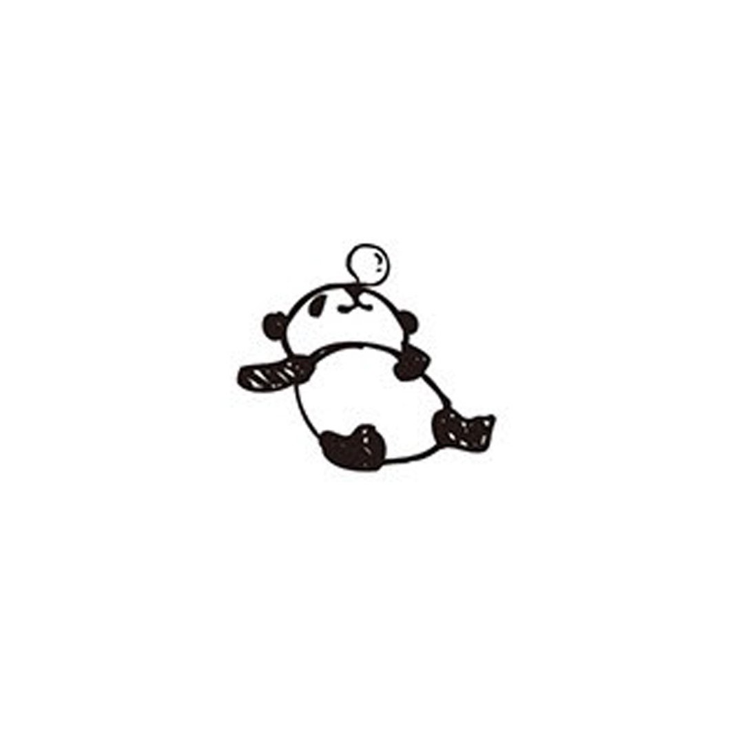【KODOMO NO KAO】熊猫 木印章 打鼾 - 插画/绘画/写字 - 木头 卡其色