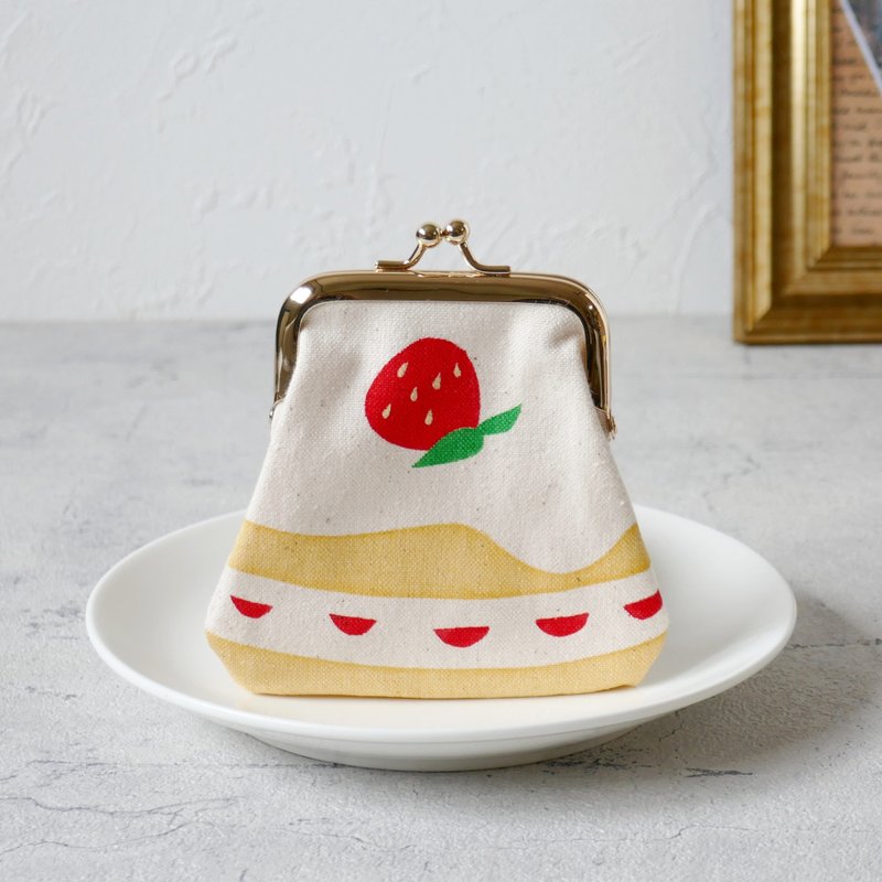 草莓蛋糕口金包 - 零钱包 - 棉．麻 白色