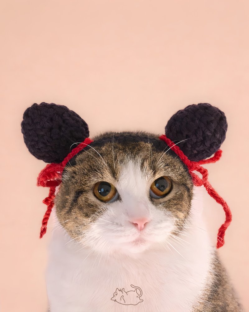 宠物帽 小额造型 钩织 农历新年 猫帽 Chinese New Year Cat hat - 衣/帽 - 棉．麻 