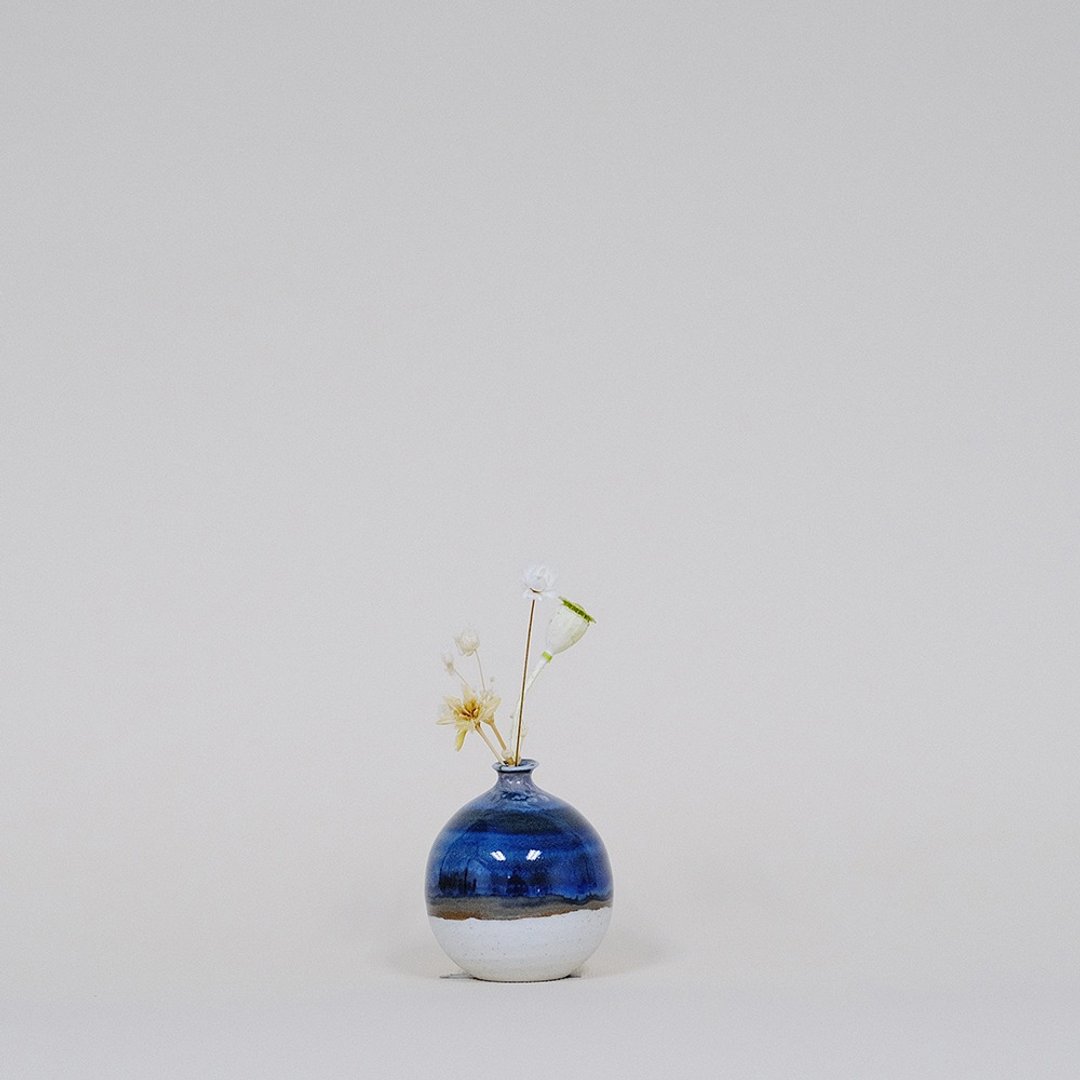 手工陶瓷迷你花器 -深海蓝 - 花瓶/陶器 - 瓷 蓝色