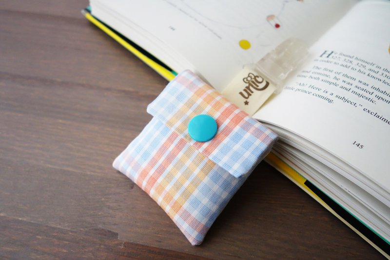 粉嫩格纹 平安符袋 幸运袋 小物袋 饰品袋 万用袋 明-unicorn - 其他 - 棉．麻 橘色