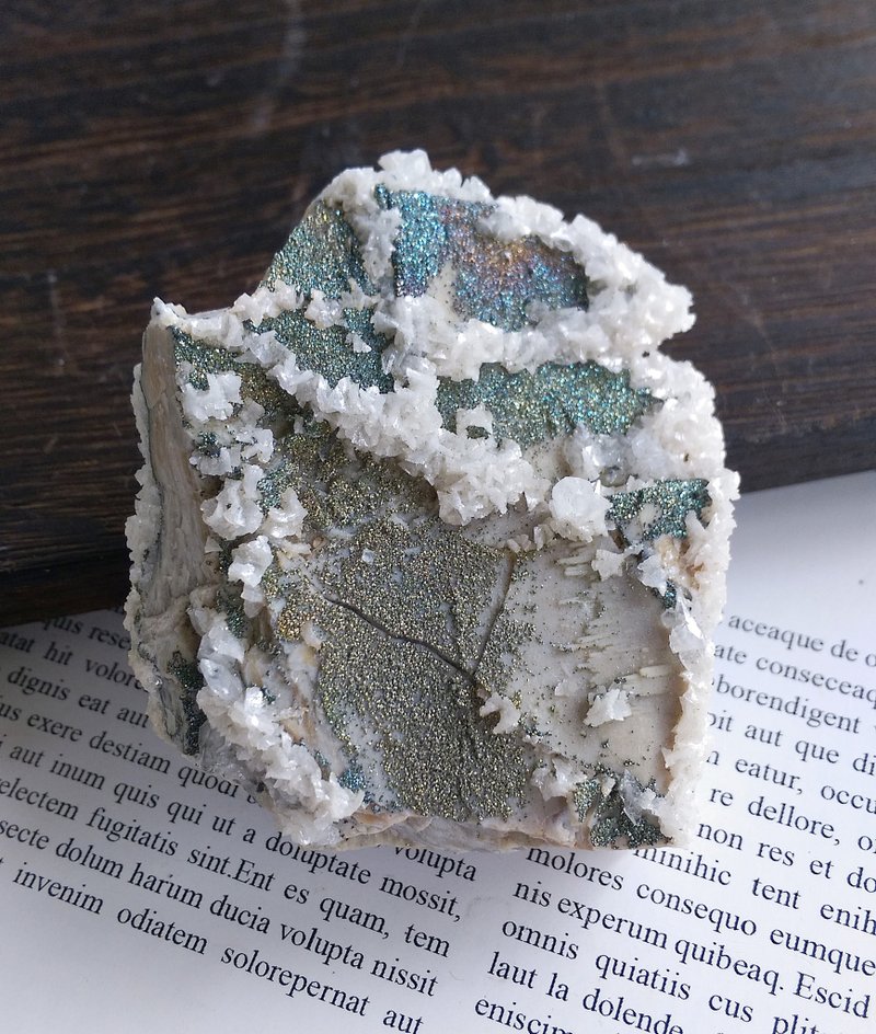 Calcite 湖北产地 彩硫铁 羽毛方解石 白云石 共生矿 天然矿石 - 摆饰 - 其他材质 