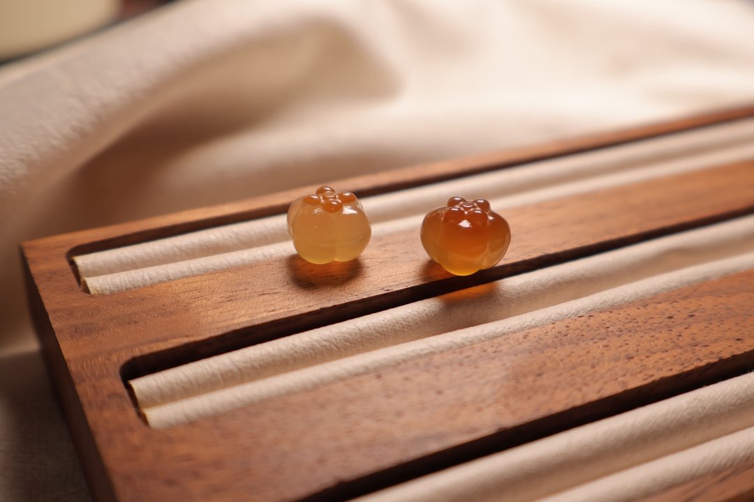 柿柿如意 | 雕刻件 - 金工/饰品 - 玉石 橘色