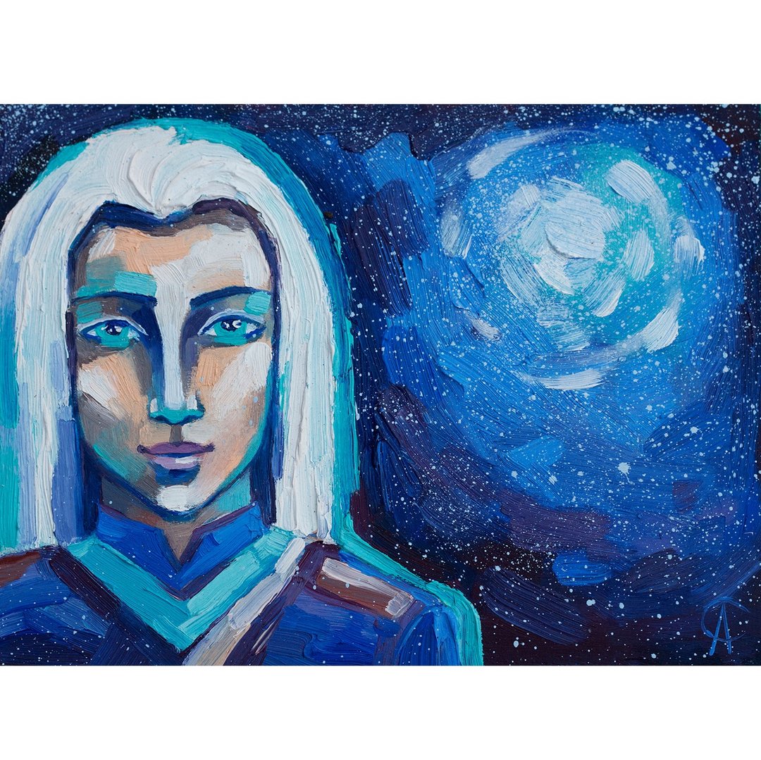 Pleiadians 绘画 外星人艺术品 Ashtar Sheran 壁画 空间装饰品 - 海报/装饰画/版画 - 其他材质 蓝色