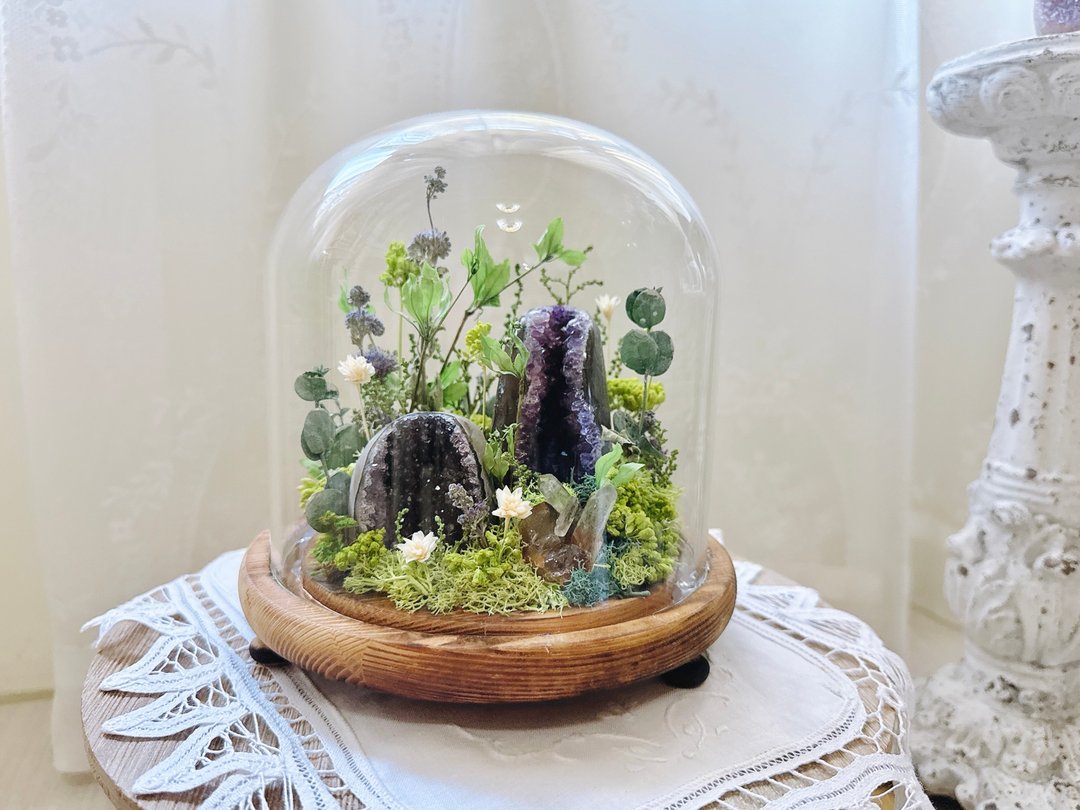 旷野之息 I 紫水晶镇 l 大型玻璃罩 永生绿植设计 - 植栽/盆栽 - 水晶 紫色