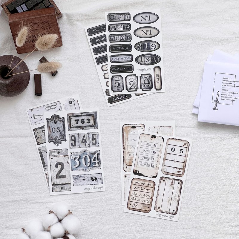 复古标签贴纸组 - 卡片/明信片 - 纸 