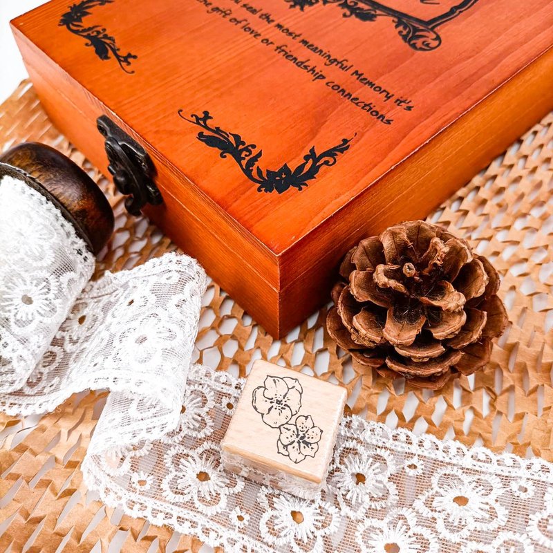 3E121_花系列P/ Flower series.P/櫸木印章 Wood Rubber Stamp - 印章/印台 - 木头 卡其色