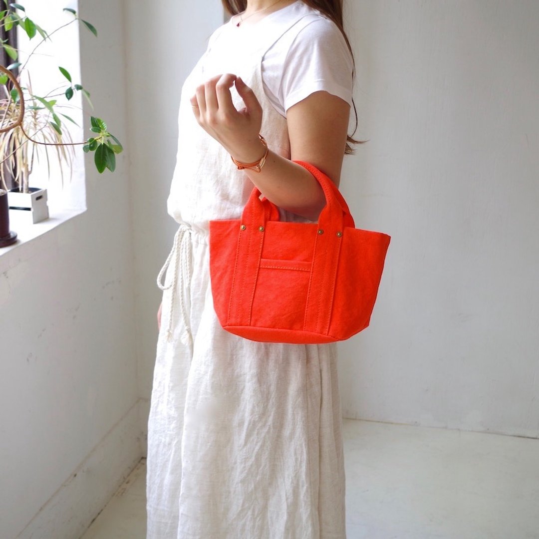 Kurashiki canvas petite tout - 100% Orange - 手提包/手提袋 - 棉 橘色