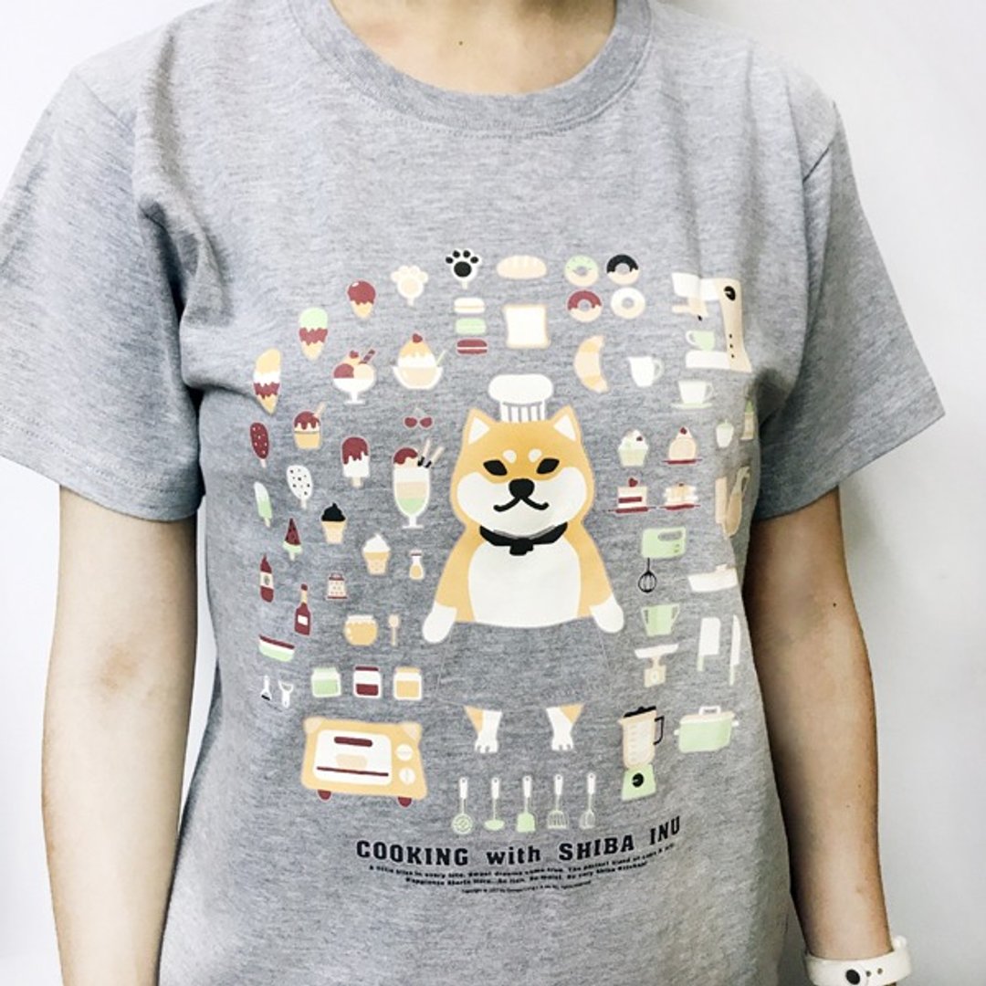2017 新品 仓屋 小柴厨房 T恤 灰色 - 男装上衣/T 恤 - 棉 