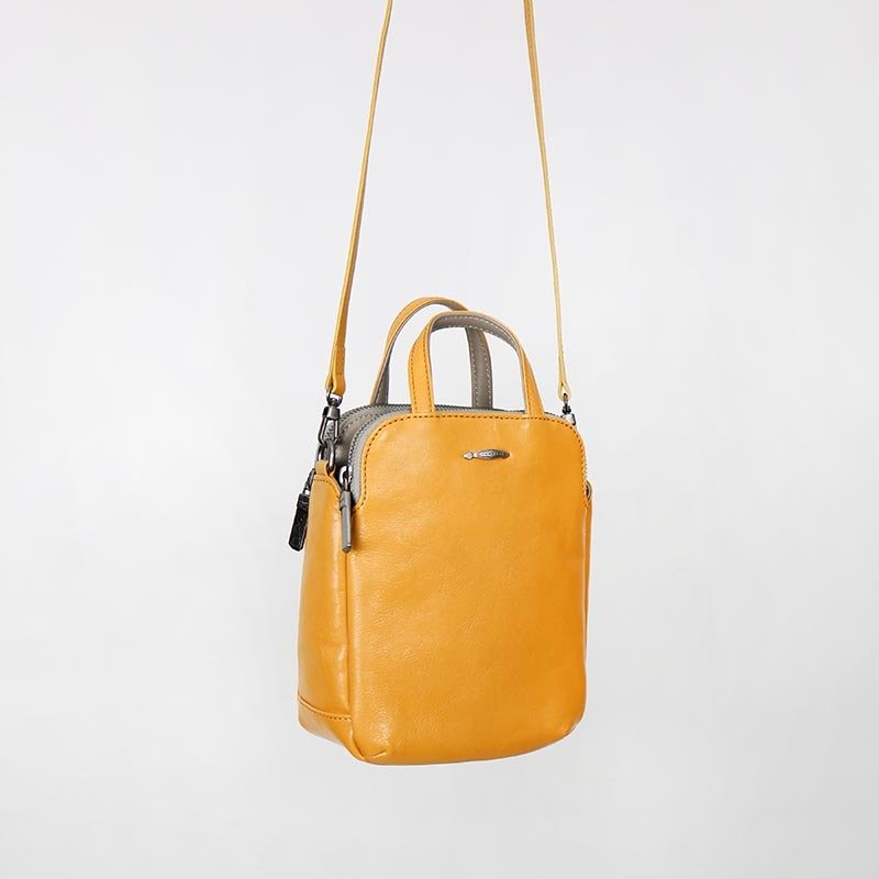 Speakeasy水洗羊皮迷你肩背包－黄澄 - 侧背包/斜挎包 - 真皮 橘色
