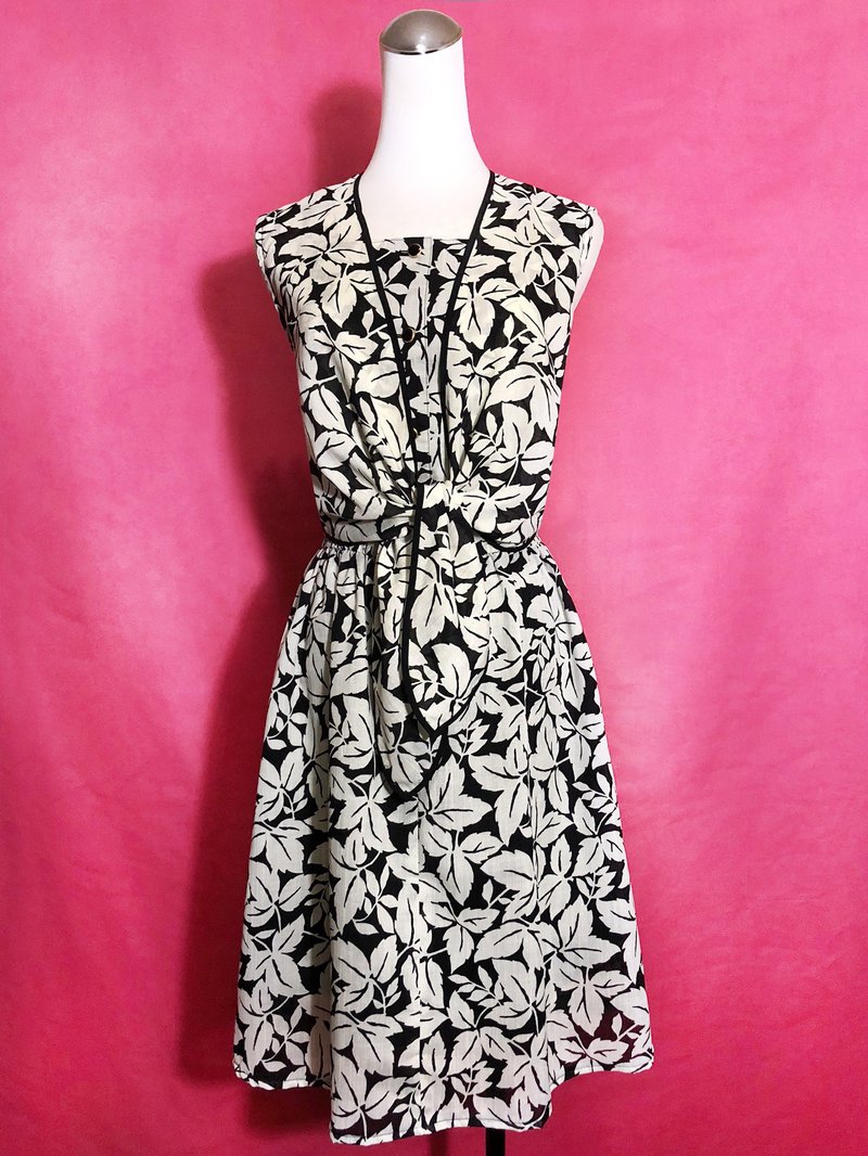 绑带叶子无袖古着洋装 / 国外带回 VINTAGE - 洋装/连衣裙 - 聚酯纤维 多色