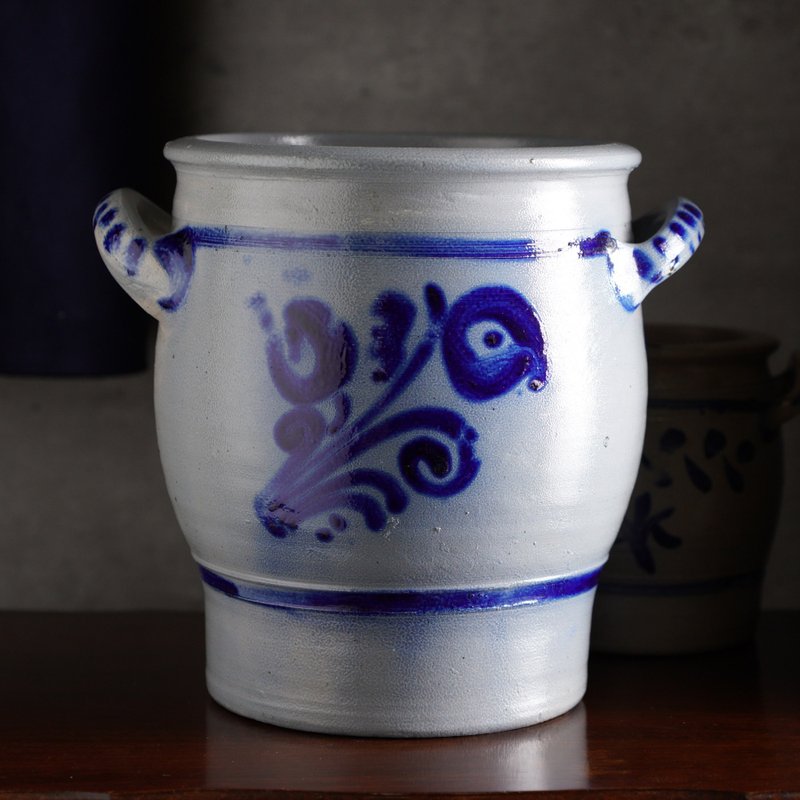 德国Westerwald风格手工盐釉粗陶器/欧洲老件/老物/古董 - 摆饰 - 陶 蓝色