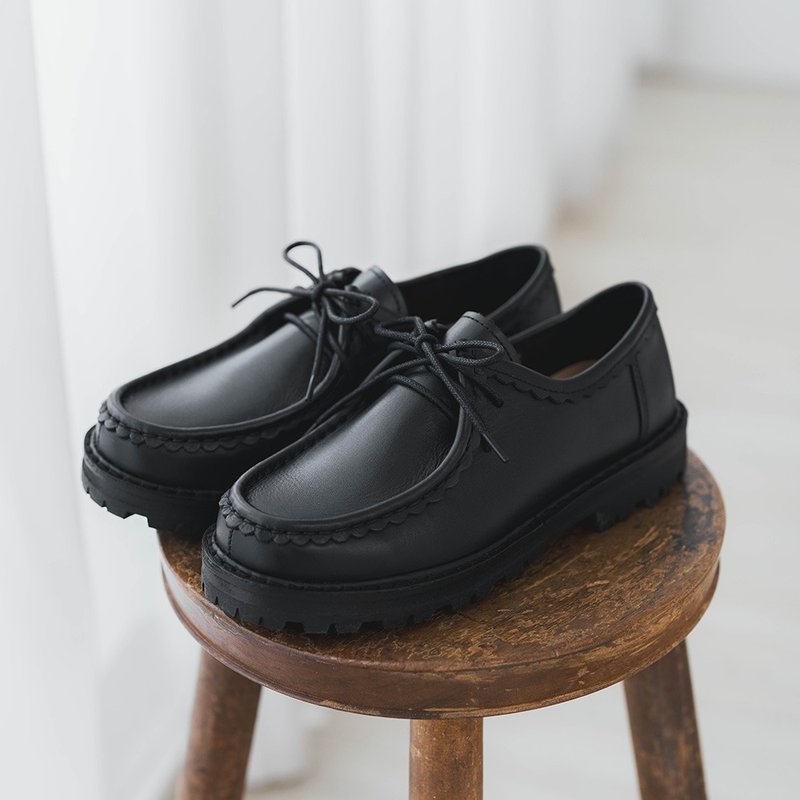 日式花边千层派袋鼠鞋 _ 浓醇黑巧克 - 其他女款皮鞋 - 真皮 黑色