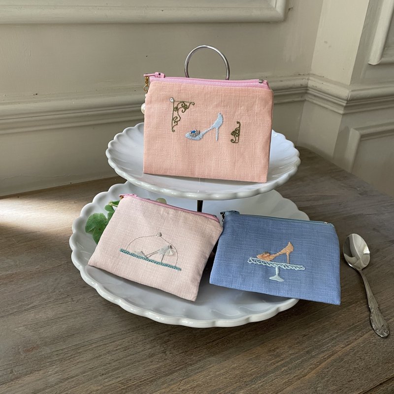 Mini accessories case ~High heels motif for high heel lovers~ - 化妆包/杂物包 - 棉．麻 粉红色