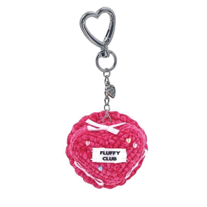 HEART LOVE MINI CAKE 钥匙圈 (覆盆子粉奶油) - 钥匙链/钥匙包 - 绣线 粉红色