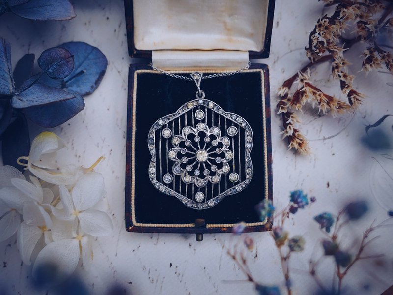 美好年代 八角花窗古董坠饰—英国欧洲古董首饰 Vintage Jewelry - 项链 - 纯银 