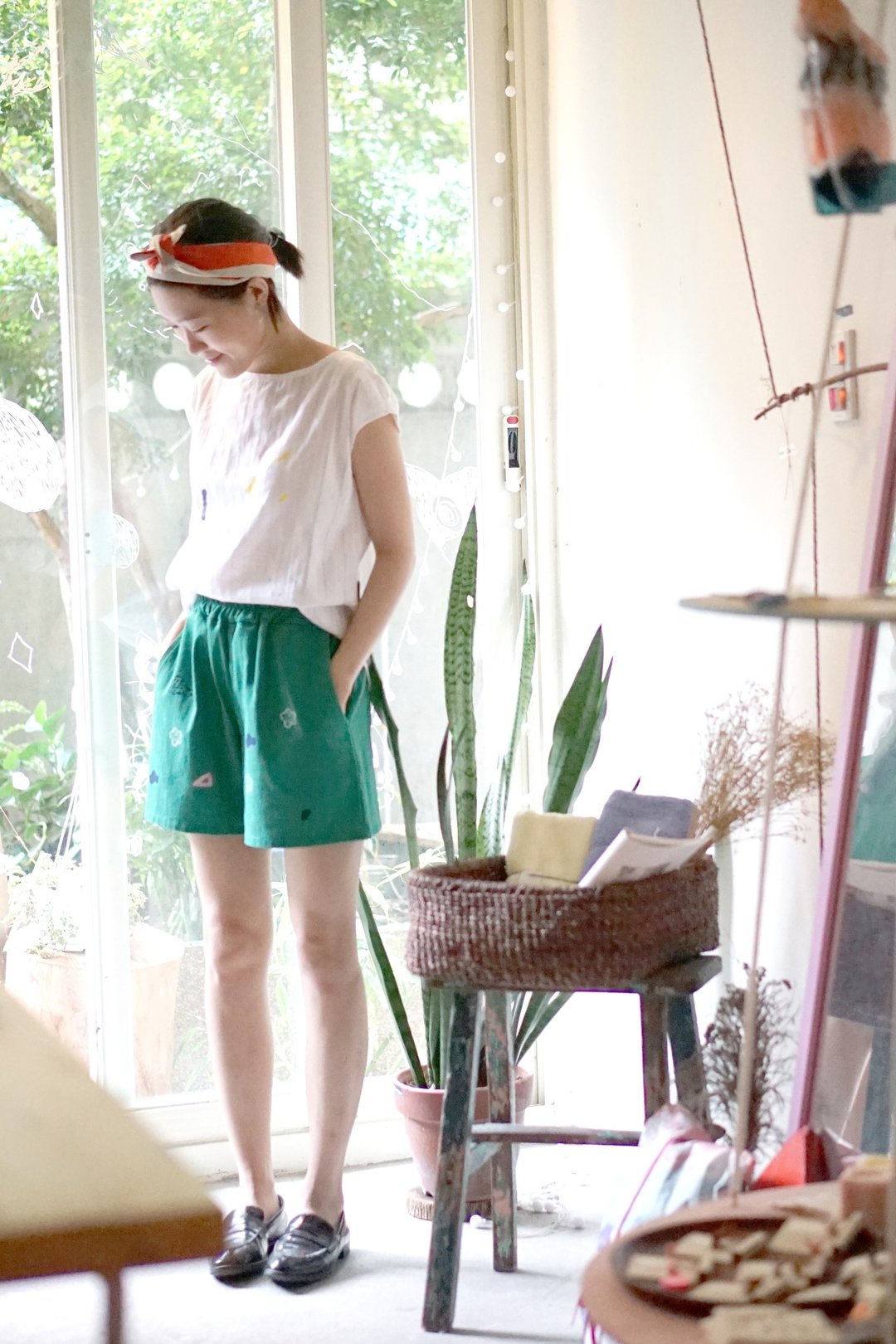 ✧几何色块发带 / 领巾 / 小狗围巾万用绑带 红色款 - 发饰 - 棉 红色