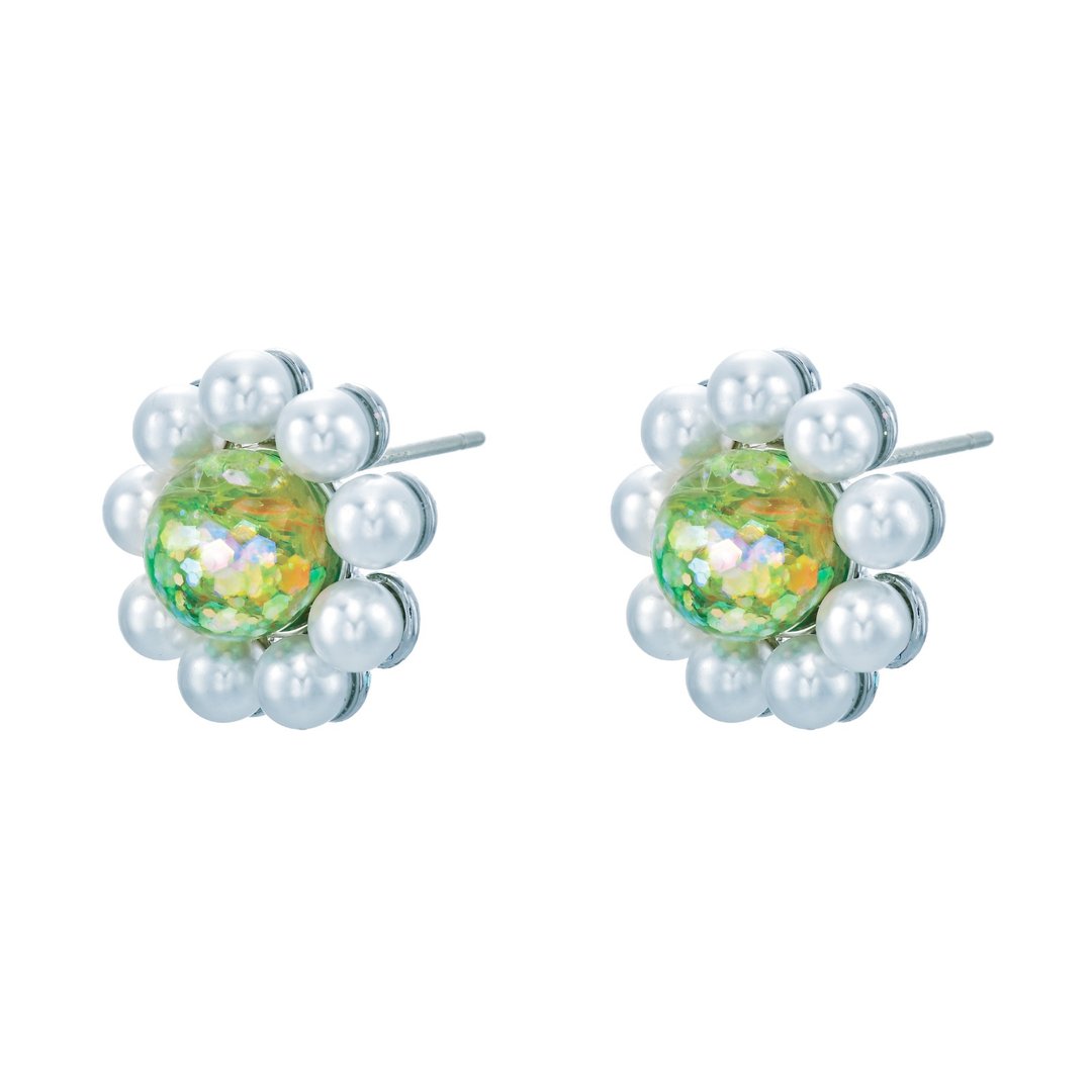 Daisy Snowball Stud earrings - 耳环/耳夹 - 玻璃 