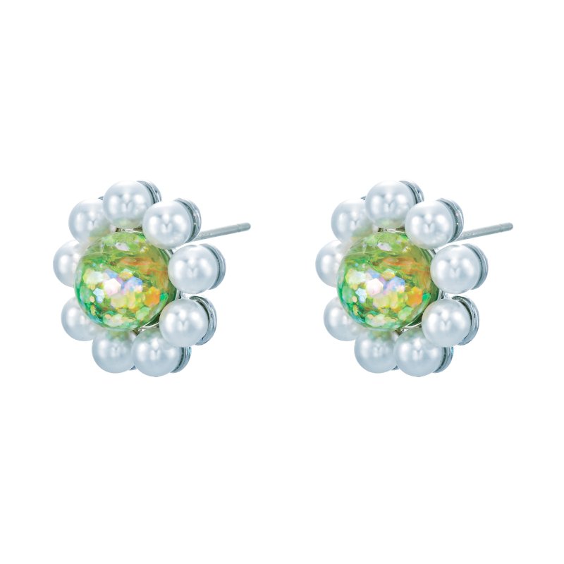 Daisy Snowball Stud earrings - 耳环/耳夹 - 玻璃 