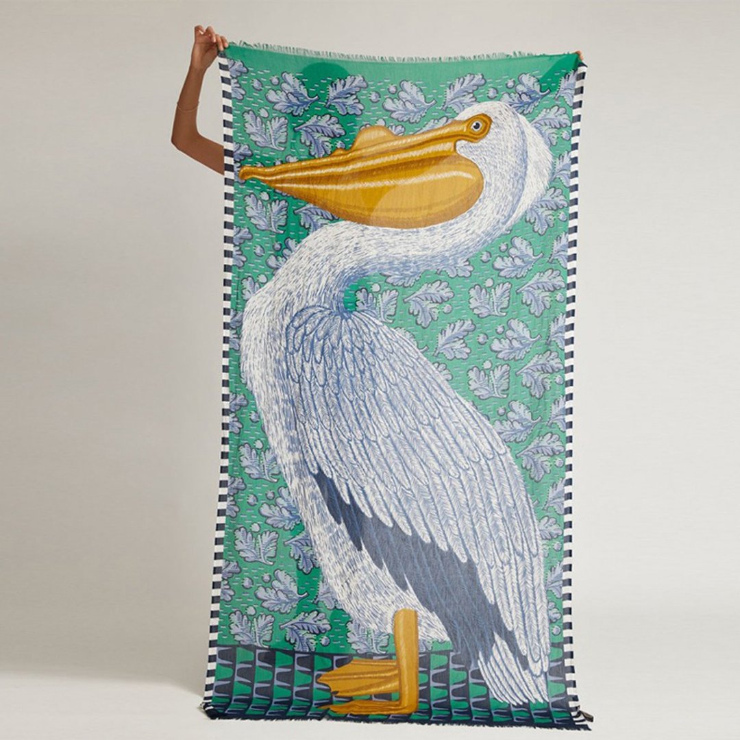 INOUI EDITIONS PELICAN 纯棉围巾 / EMERALD - 围巾/披肩 - 棉 蓝色