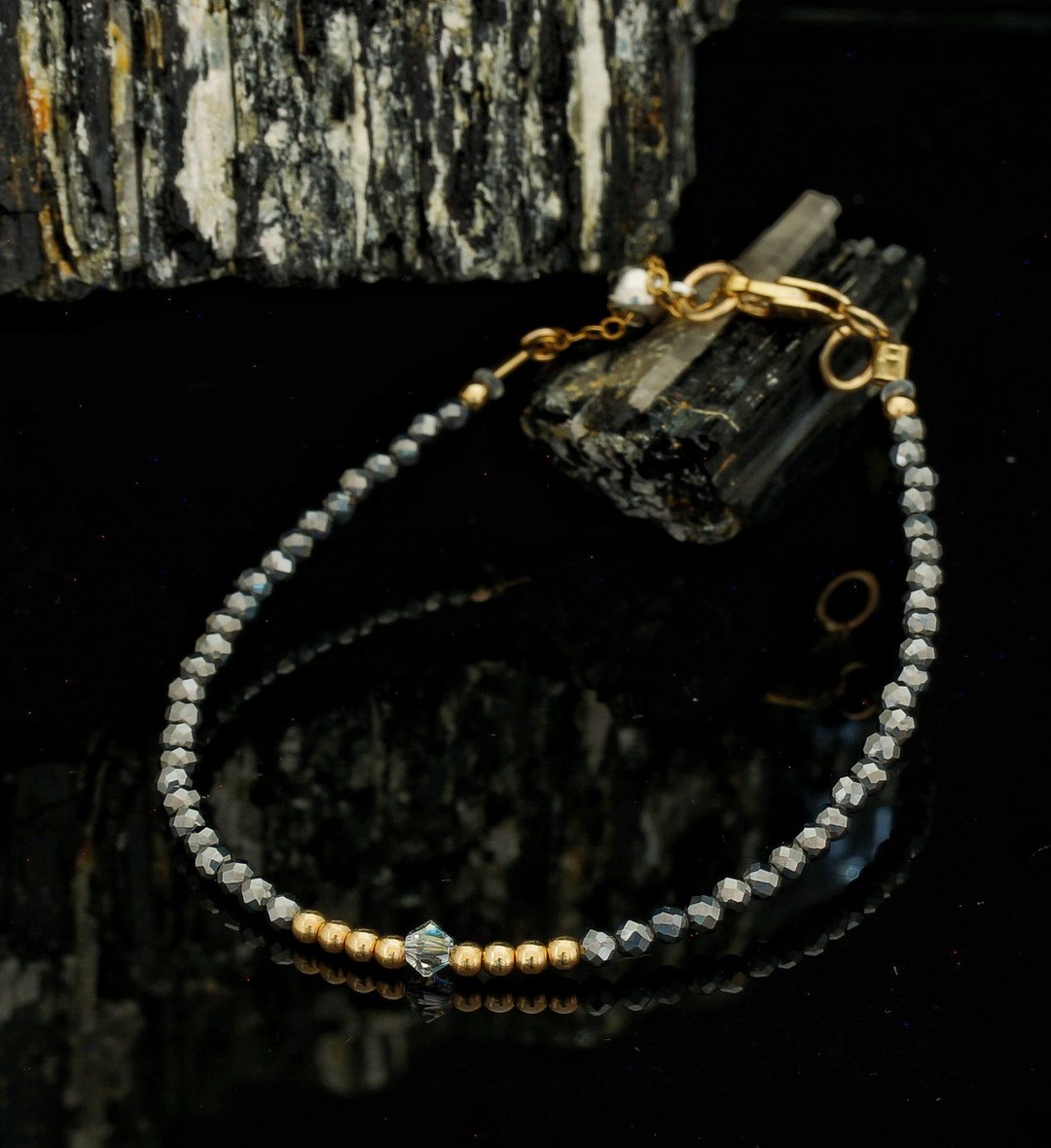 曰本 Cenfill 钢丝 钛赫兹石 14K包金 GF Swarovski 水晶手链 - 手链/手环 - 宝石 