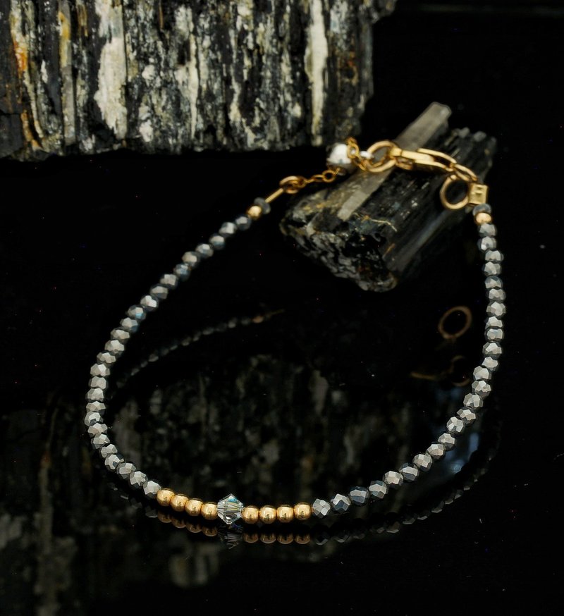 曰本 Cenfill 钢丝 钛赫兹石 14K包金 GF Swarovski 水晶手链 - 手链/手环 - 宝石 