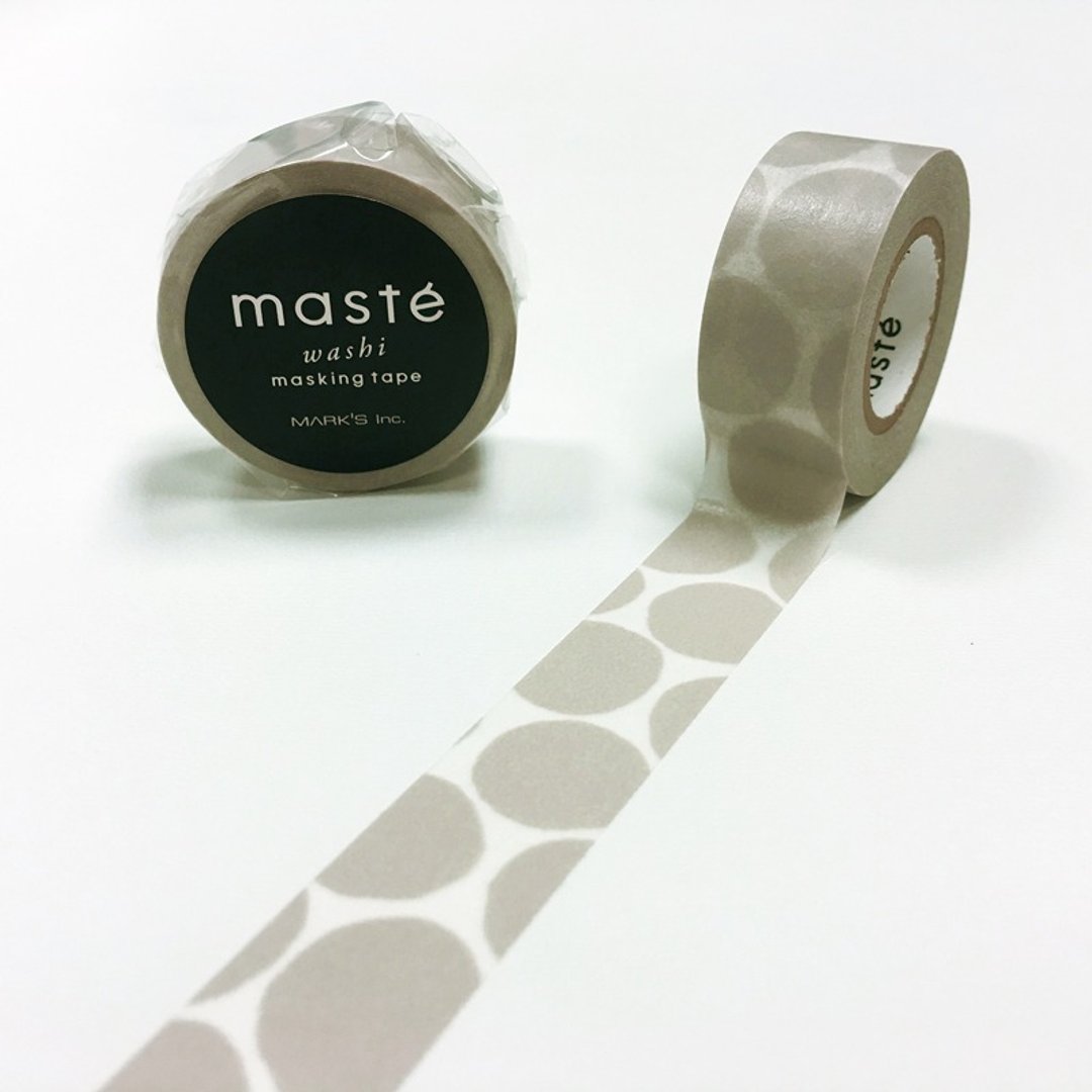 maste 和纸胶带 海外限定系列-Basic【泡泡点点-灰 (MST-MKT199-GY)】 - 纸胶带 - 纸 灰色