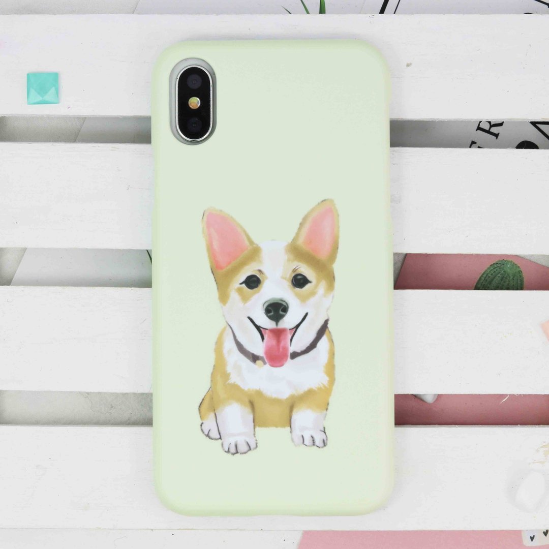 柯基哥基狗磨砂手机壳硬壳iphone XS 8 Plus Galaxy S9 note 9 - 手机壳/手机套 - 塑料 多色
