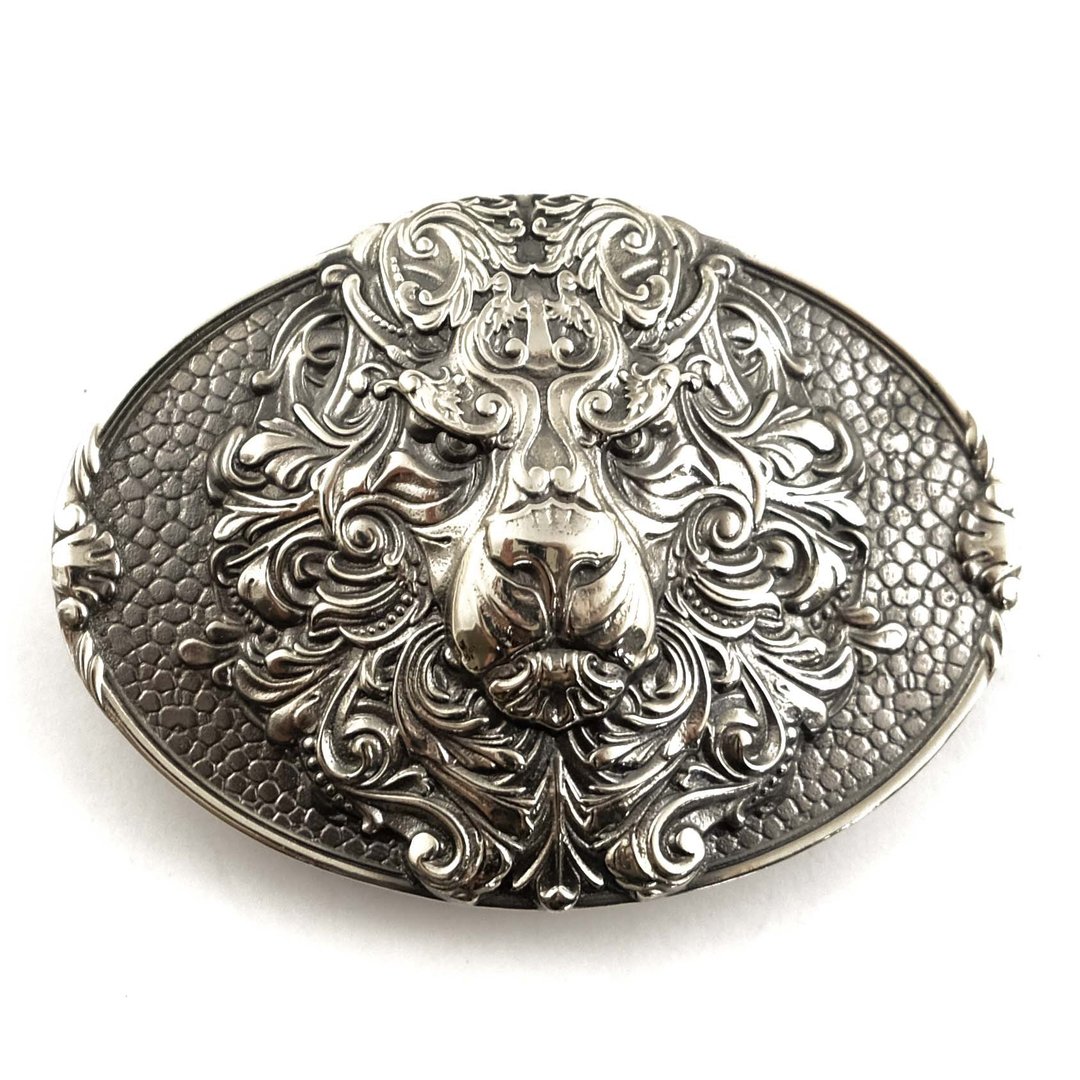Lion soild german silver belt buckle, King Lion nickel silver belt accessory - 皮带/腰带 - 其他材质 银色